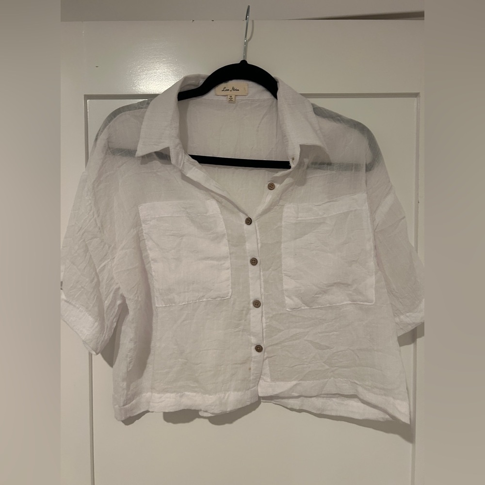 Love Notes Button Up Sheer Top Size medium